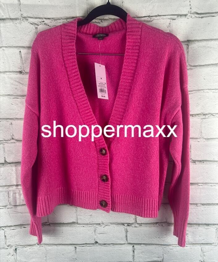 Women's Slouchy Button-Front Cardigan - Wild Fable, Vibrant Pink, Medium