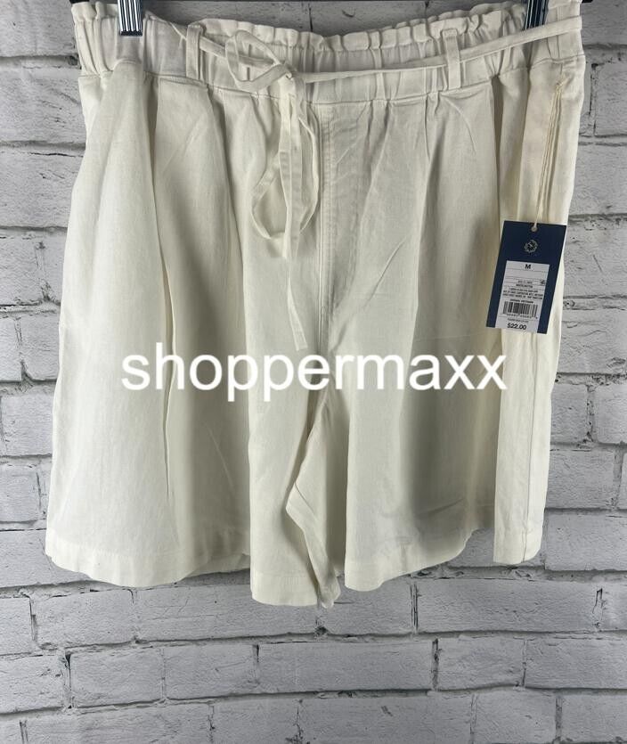 Women's High-Rise Linen Pull-On Shorts - Universal Thread, White, Medium