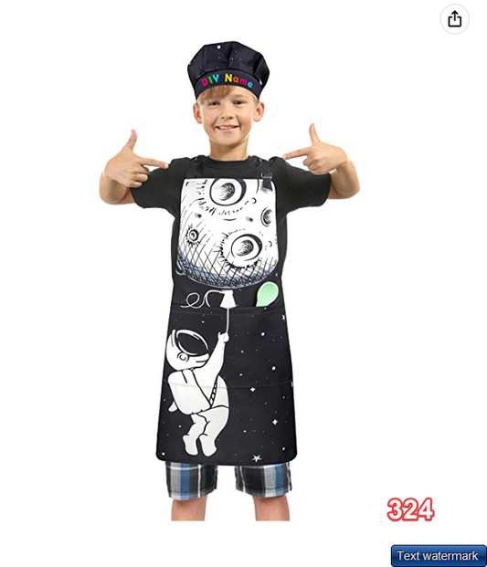 ZukoCert 5-10Y Children Aprons Girls Boy Kids Art Smocks Cooking Baking Painting