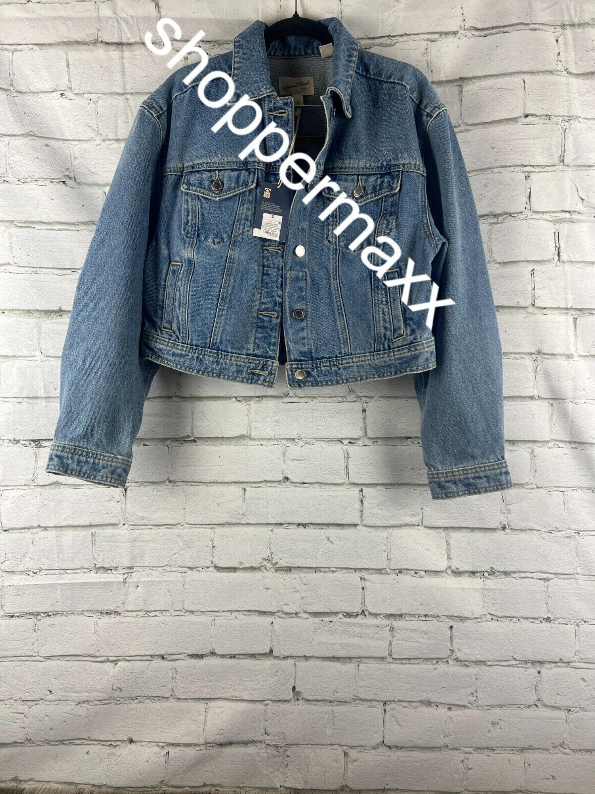Women's Cropped Denim Jacket - Universal Thread, Medium Wash, Small