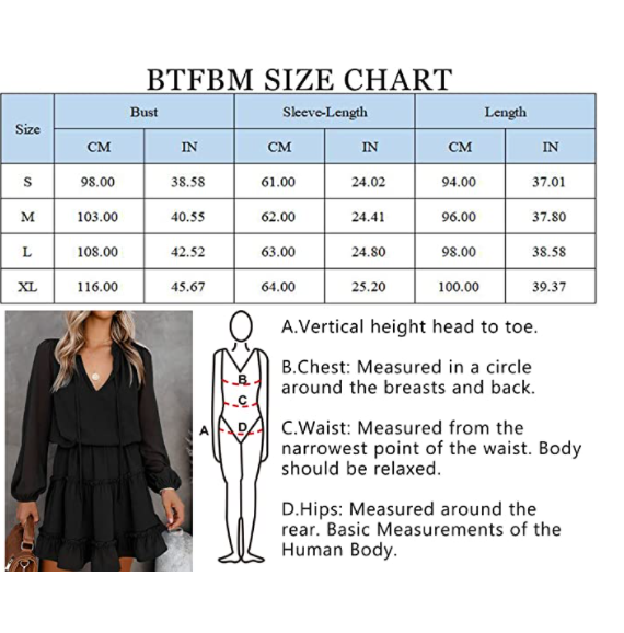 BTFBM Women Casual Fall Dresses Tie Dot Ruffle Tiered Solid Swing Mini Dress M