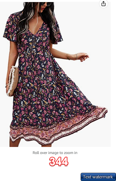 TEMOFON Women's Dress Summer Bohemian Floral Printed V-Neck Beach Maxi Dresses L