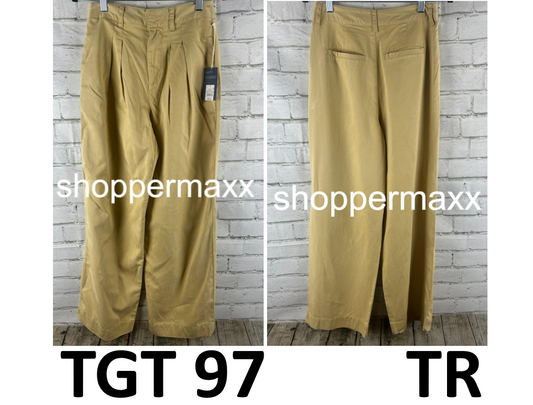 Women's High-Rise Loose Fit Pleated Chino Pants - Universal Thread, Tan, Size 2