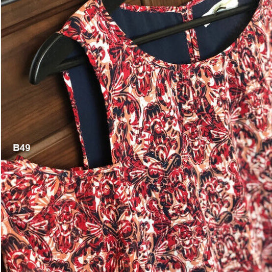 Ella Moon Red Black  Navy Dress Sz XL ~ B49
