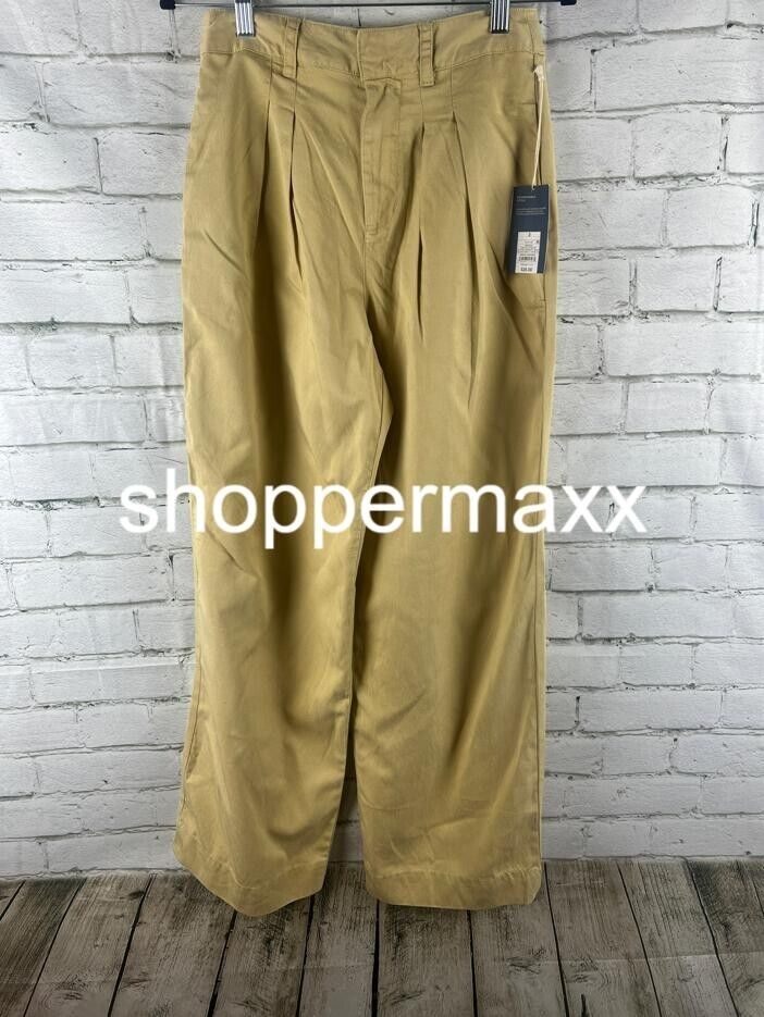 Women's High-Rise Loose Fit Pleated Chino Pants - Universal Thread, Tan, Size 2
