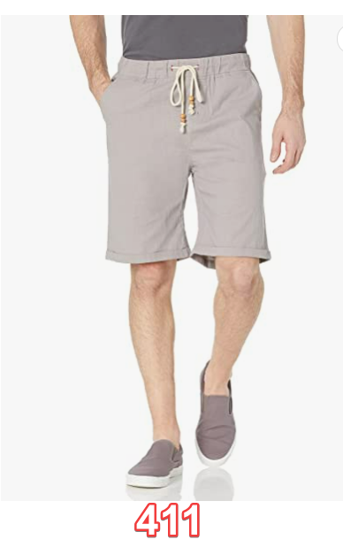 Amazon Essentials Men's Linen Casual Classic Fit Short Dark Grey Small