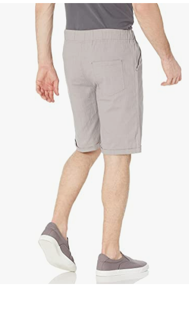 Amazon Essentials Men's Linen Casual Classic Fit Short Dark Grey Small