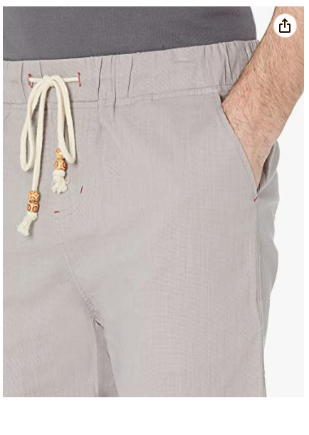Amazon Essentials Men's Linen Casual Classic Fit Short Dark Grey Small