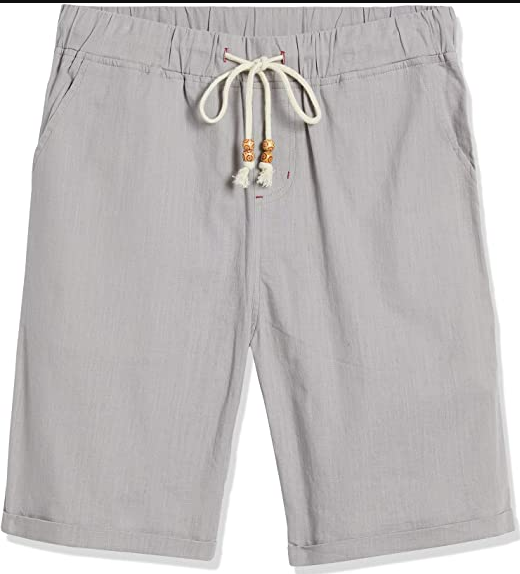 Amazon Essentials Men's Linen Casual Classic Fit Short Dark Grey Small