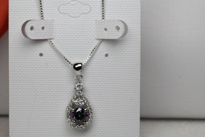 5MM CZ ROUND HALO MYSTIC RAINBOW PEACOCK TOPAZ STERLING SILVER NECKLACE PENDANT