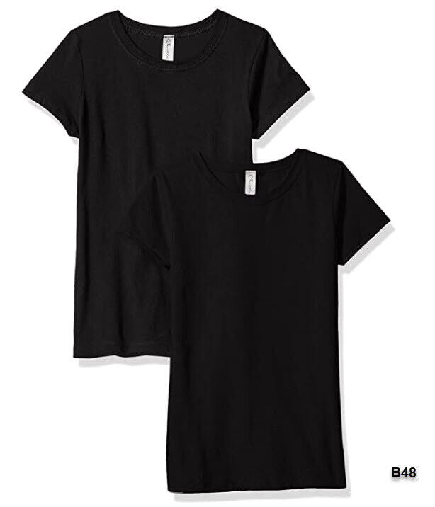 Clementine Girls' Big Everyday T-Shirts Crew 2-Pack Black/Black Large ~B48
