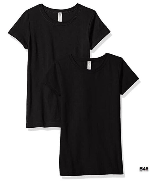Clementine Girls' Big Everyday T-Shirts Crew 2-Pack Black/Black Large ~B48