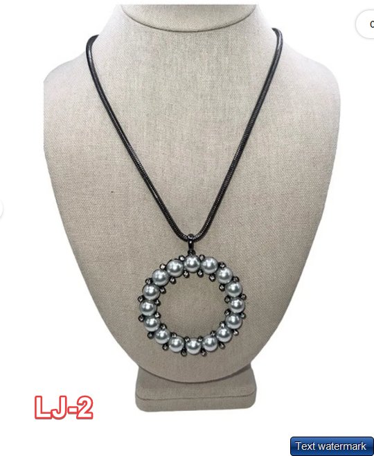 Alfani Hematite-Tone Crystal Imitation Gray Pearl Pendant Necklace New
