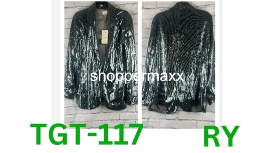 Women's Holiday Sequin Blazer - A New Day, Silver, M