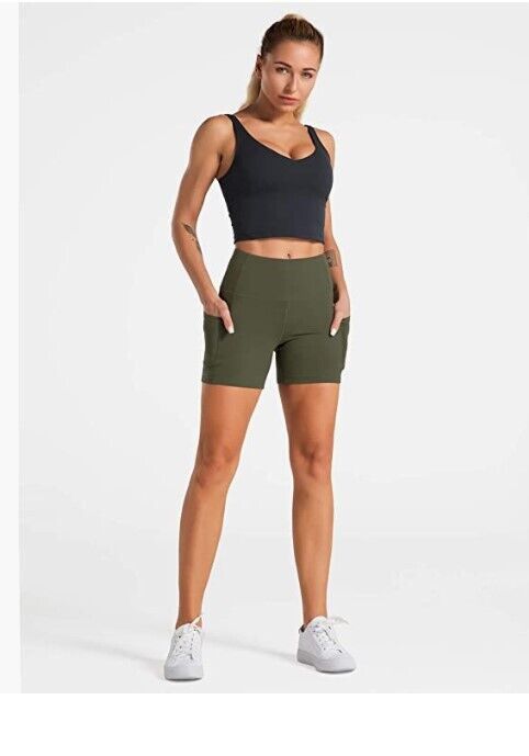 Dragon Fit High Waist Yoga Shorts for Women 2 Side Pockets Work out shorts Sz S