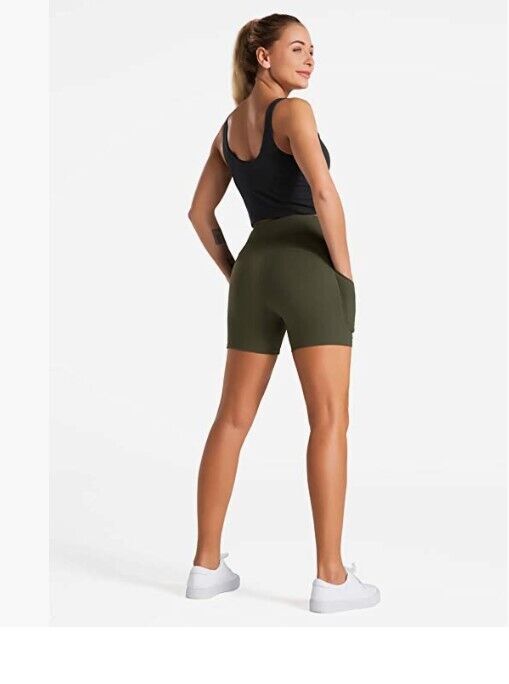 Dragon Fit High Waist Yoga Shorts for Women 2 Side Pockets Work out shorts Sz S