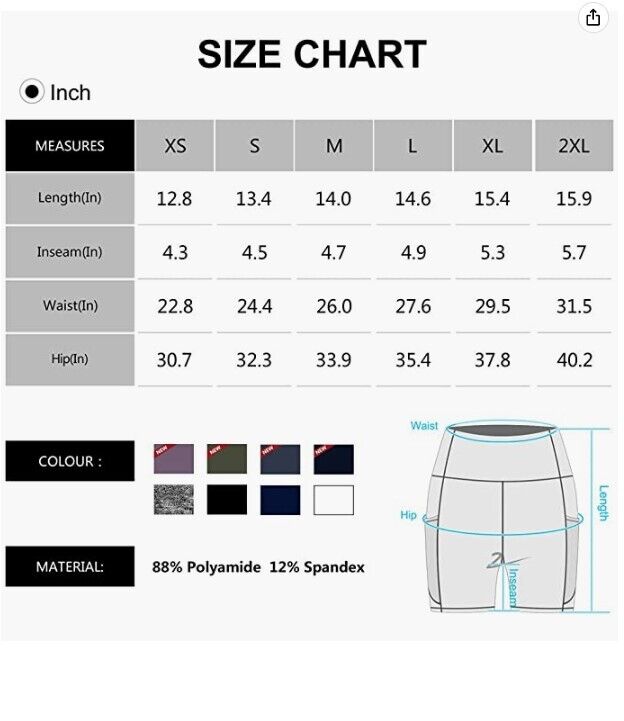 Dragon Fit High Waist Yoga Shorts for Women 2 Side Pockets Work out shorts Sz S