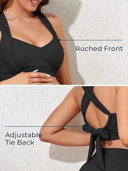 Summer Mae Maternity Two Piece Ruched Bikini Set High Wasited Bathing Swimsuit M