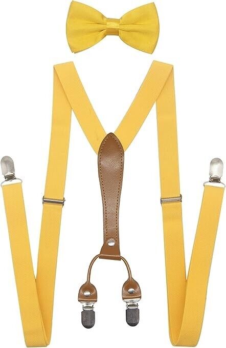 Doloise Men Women Suspenders Bowtie Set Elastic Y Shape Style For Wedding Events