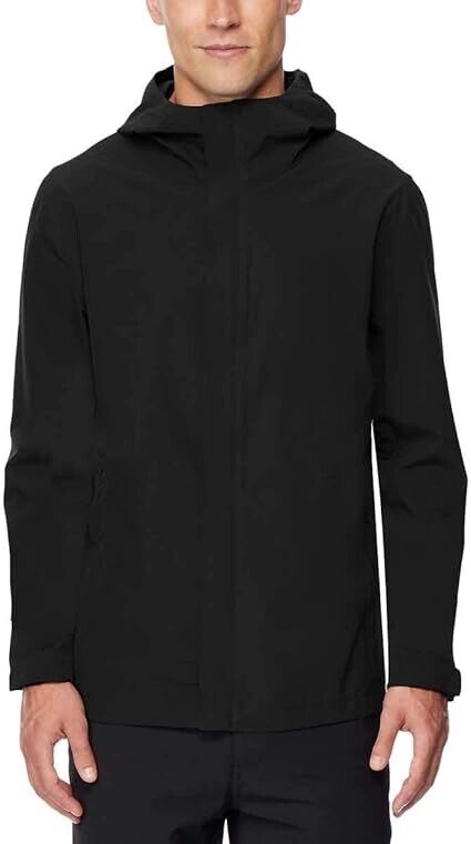 32 DEGREES Men's Rain Jacket (Black, Large)