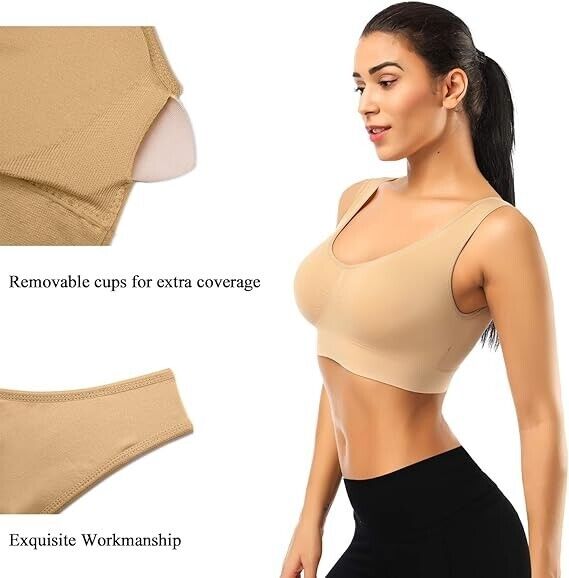 BESTENA Sports Bras for Women, Seamless Comfortable Yoga Bra Removable Pads, 3XL