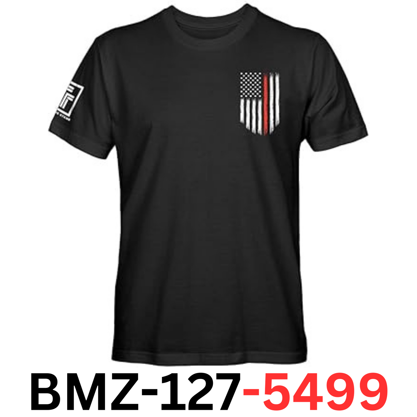 Thin Red Line Firefighter USA Flag Men's T Shirt (Black, M)