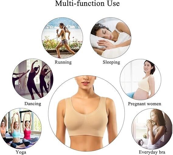 BESTENA Sports Bras for Women, Seamless Comfortable Yoga Bra Removable Pads, 3XL
