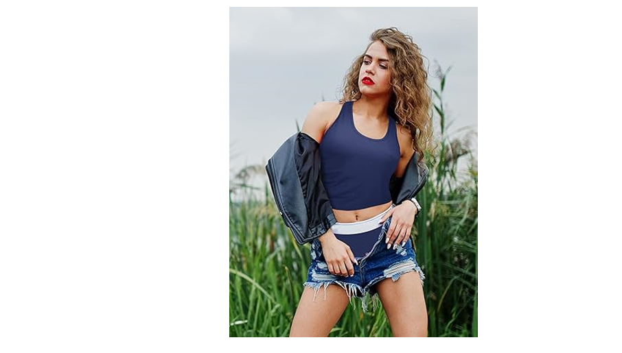 Boao 4-Pack Women's Crop Tops, Spaghetti Strap Tank Tops, Sleeveless Racerback,