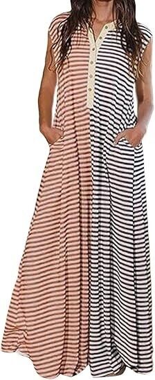 CHARTOU Loose Striped Wide Leg Jumpsuit Womens Summer Romper Flowy Pants, Medium