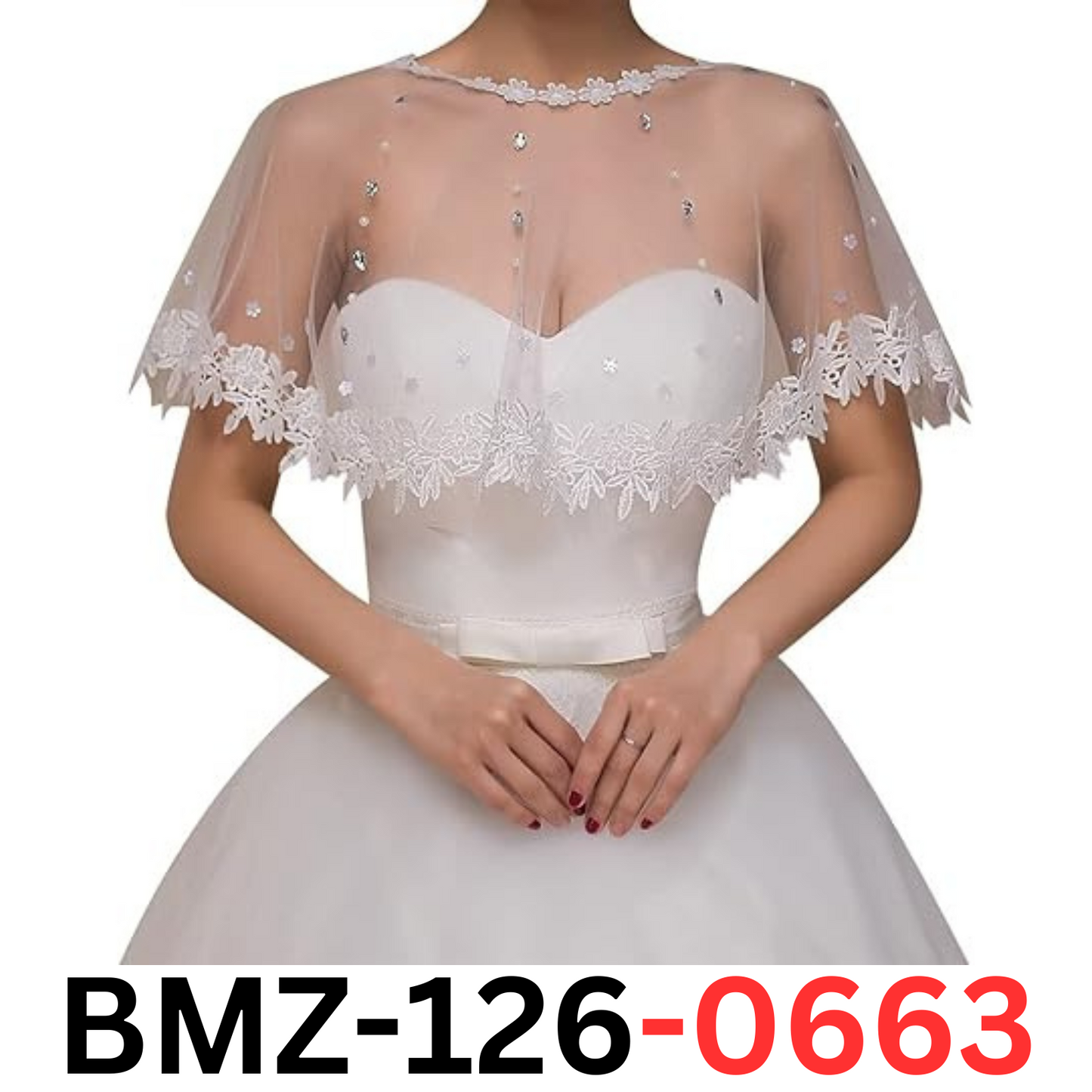 Women's Wedding Jackets Lace Bridal Bolero Shawl Tulle Cape for Bride Shrug, 9