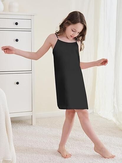Umeyda Girl Satin Silky Nightgown Sleeveless Spaghetti Strap Pajamas Dress 13-14