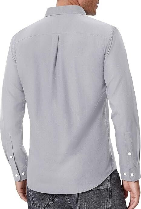 Alimens & Gentle Men Oxford Shirts Regular Fit Business Button Down Shirt Gray M