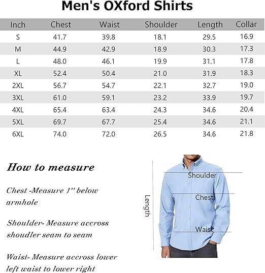 Alimens & Gentle Men Oxford Shirts Regular Fit Business Button Down Shirt Gray M