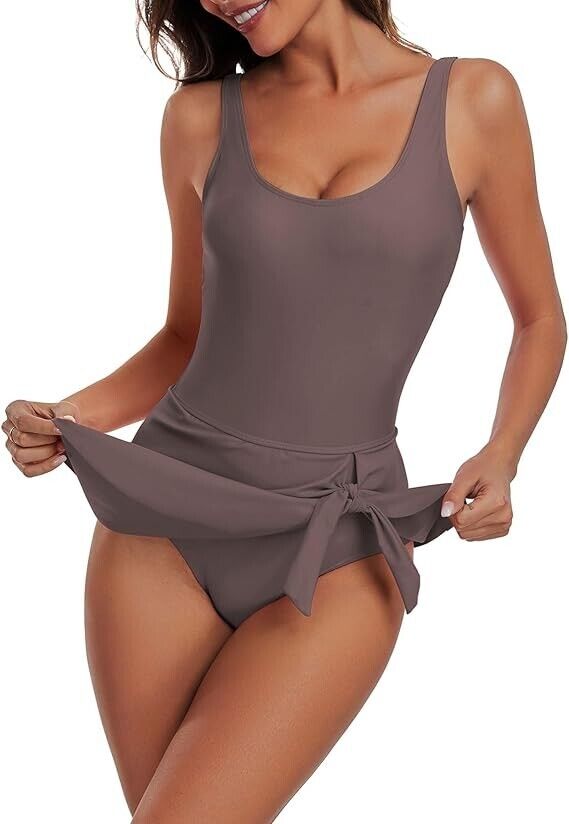 Century Star One Piece Swimdress for Women with Skirt Tummy Control Swimsuit, S