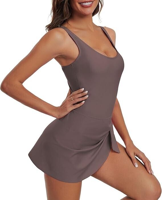 Century Star One Piece Swimdress for Women with Skirt Tummy Control Swimsuit, S