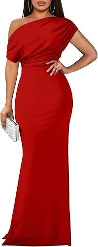 YMDUCH Womens Elegant Sleeveless Off Shoulder Bodycon Long Formal Party Dress XL