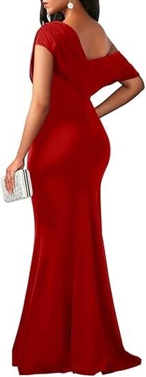 YMDUCH Womens Elegant Sleeveless Off Shoulder Bodycon Long Formal Party Dress XL