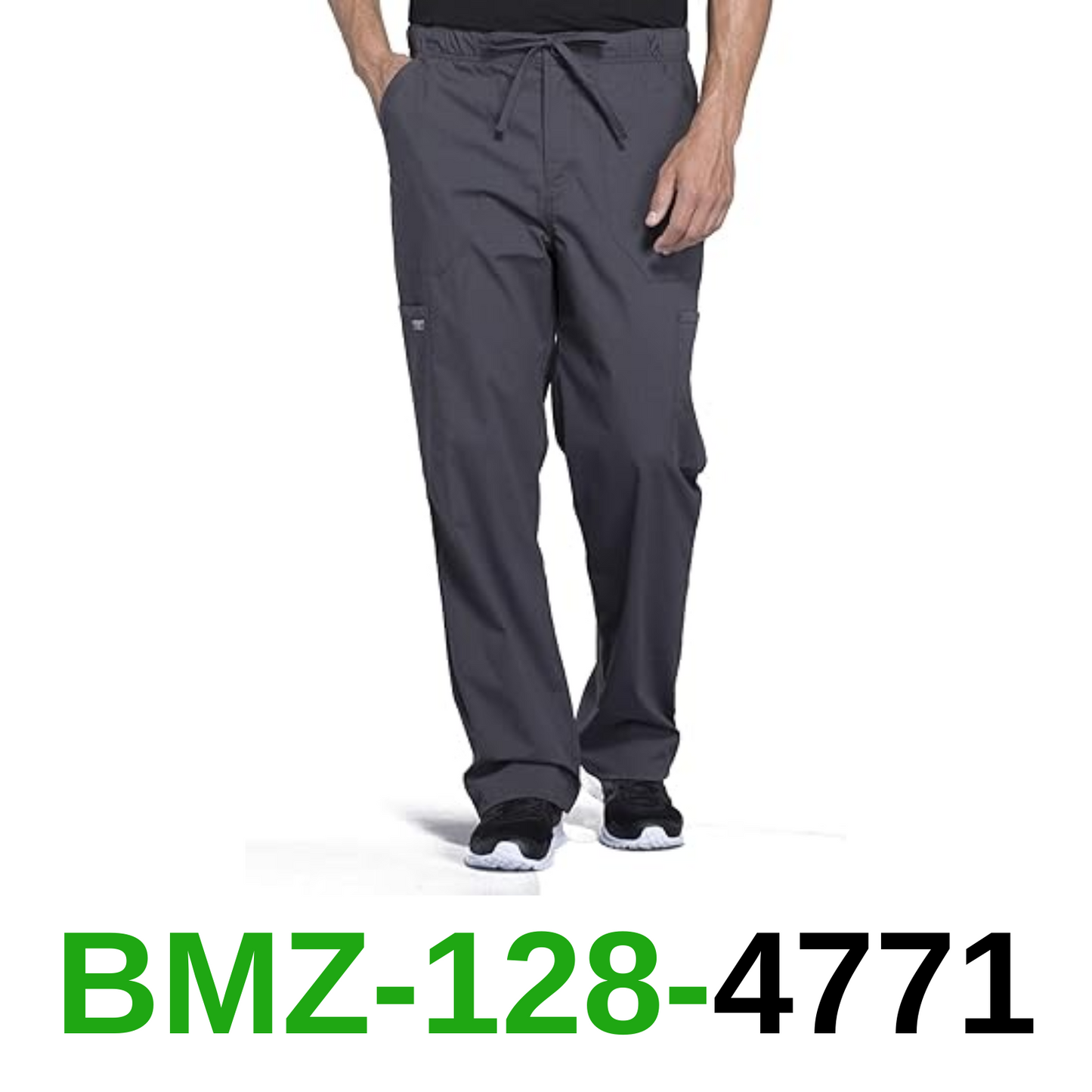 Cherokee Men's Scrub Pants Tapered Leg with Elastic Waistband Zip Fly Front, XL