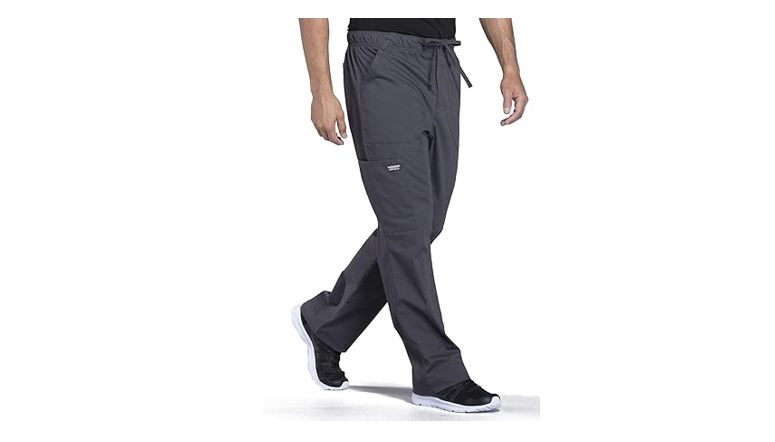 Cherokee Men's Scrub Pants Tapered Leg with Elastic Waistband Zip Fly Front, XL