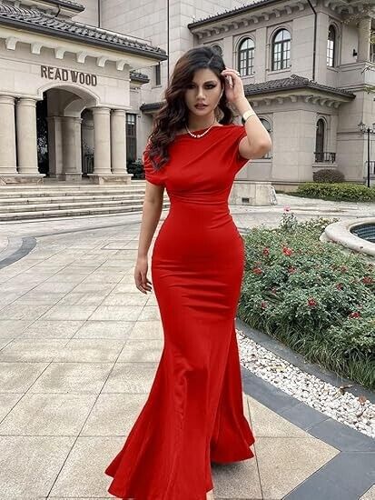 YMDUCH Womens Elegant Sleeveless Off Shoulder Bodycon Long Formal Party Dress XL