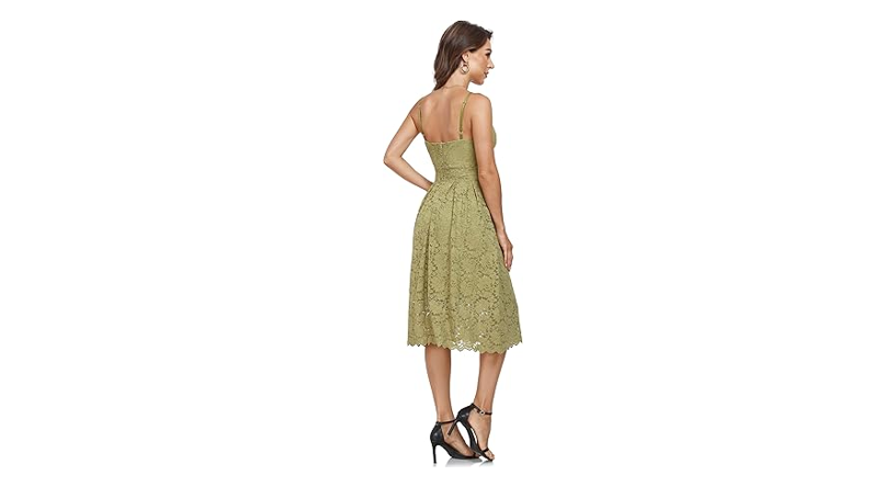Atnlewhi Womens Spaghetti Strap V Neck Sleeveless A Line Lace Dresses, S