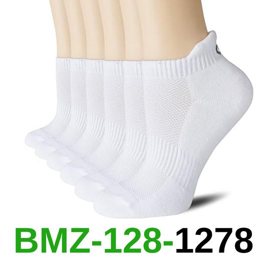 CS CELERSPORT Cushion No Show Tab Athletic Running Socks for Men, white 6pairs,S