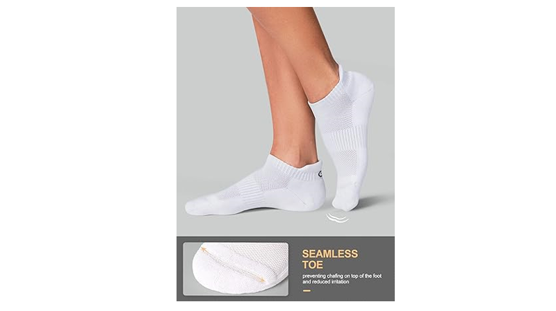 CS CELERSPORT Cushion No Show Tab Athletic Running Socks for Men, white 6pairs,S