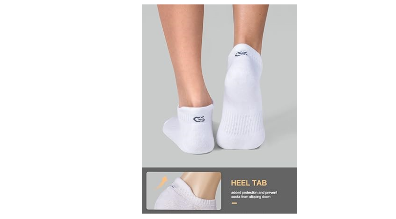 CS CELERSPORT Cushion No Show Tab Athletic Running Socks for Men, white 6pairs,S