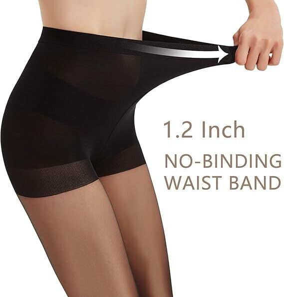 Citystl 3 Pair Black Sheer Tights for Women- 20D Resist Tears Control Top, Blk S