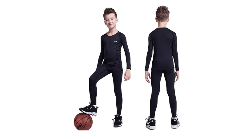 Youth Boys Girls Thermal Compression Shirt Fleece Lined Athletic Base, M