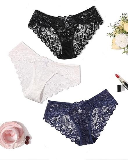 Avidlove Women Lace Underwear Hipster Panties Sheer Bikini Undies, 3 Packs-1 XXL