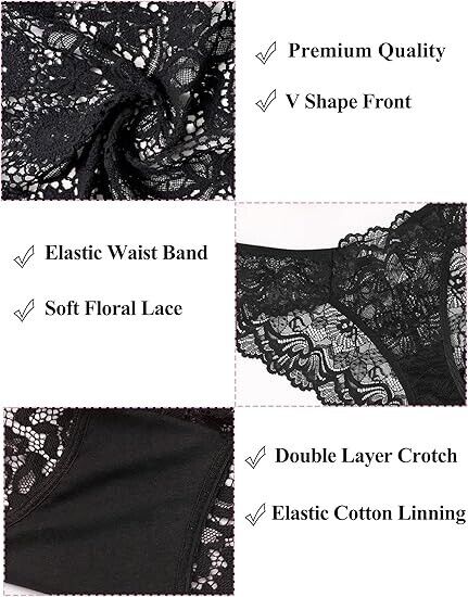 Avidlove Women Lace Underwear Hipster Panties Sheer Bikini Undies, 3 Packs-1 XXL