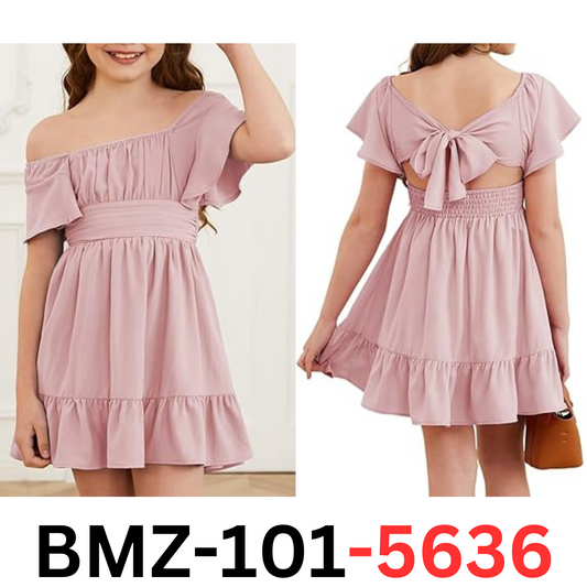 DOKOTOO KIDS Girls Casual Ruffle Short Sleeve Back Tie Graduation Dress 8-9 Year