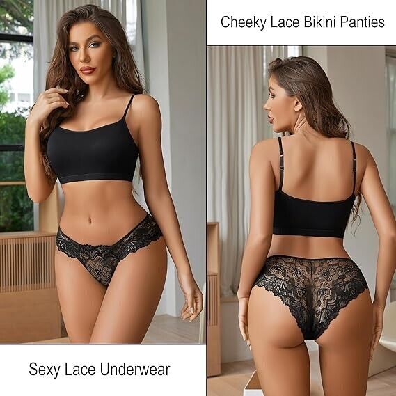 Avidlove Women Lace Underwear Hipster Panties Sheer Bikini Undies, 3 Packs-1 XXL